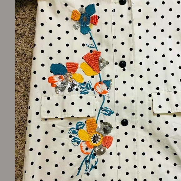 Anthropologie Floral Polka Dot Jacket S/M - Picture 6 of 9